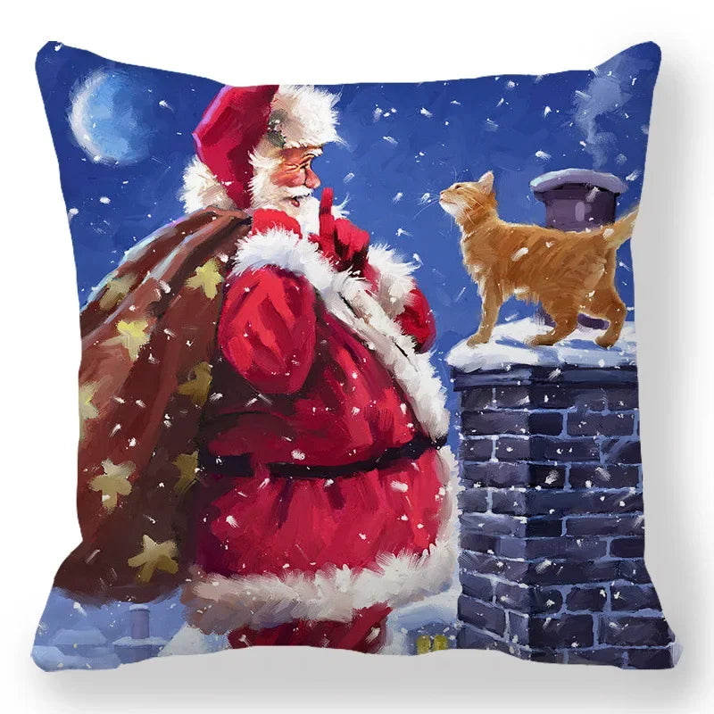 Christmas Decoration Pillowcase Santa Claus Snowman Deer Cushion Cover Home Sofa Chair