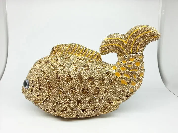 Boutique De FGG (in stock) Fish Crystal Clutch Handbags Women Pink Evening Bags Wedding Party Brides Rhinestones Purses Bag