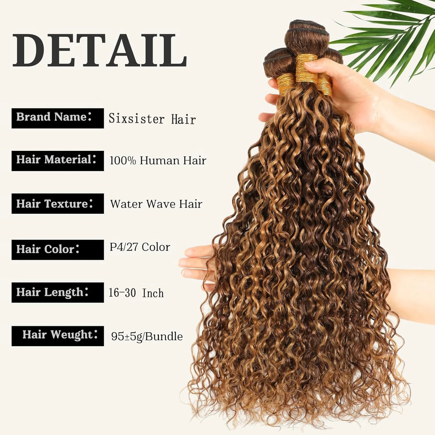 Piano Color P4/27 Highlight Curly Wave Bundles Chocolate Brown and Honey Blonde Track Mix Deep Weave Brazilian Human Hair Bundle