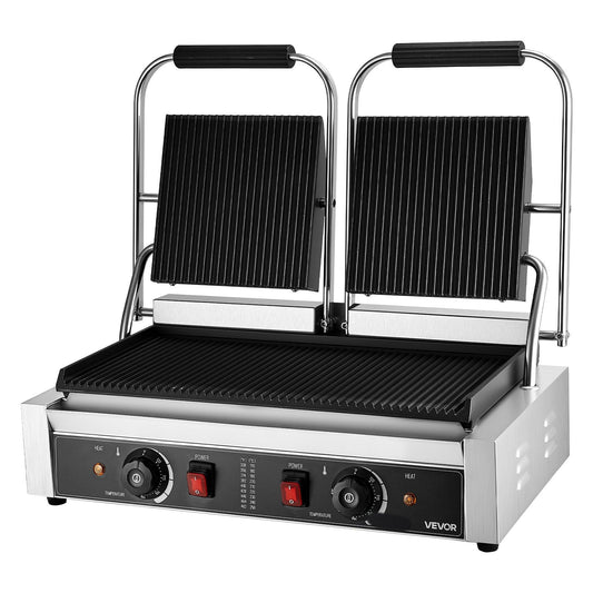 Commercial Panini Press Grill Electric Sandwich Maker Griddle Plate