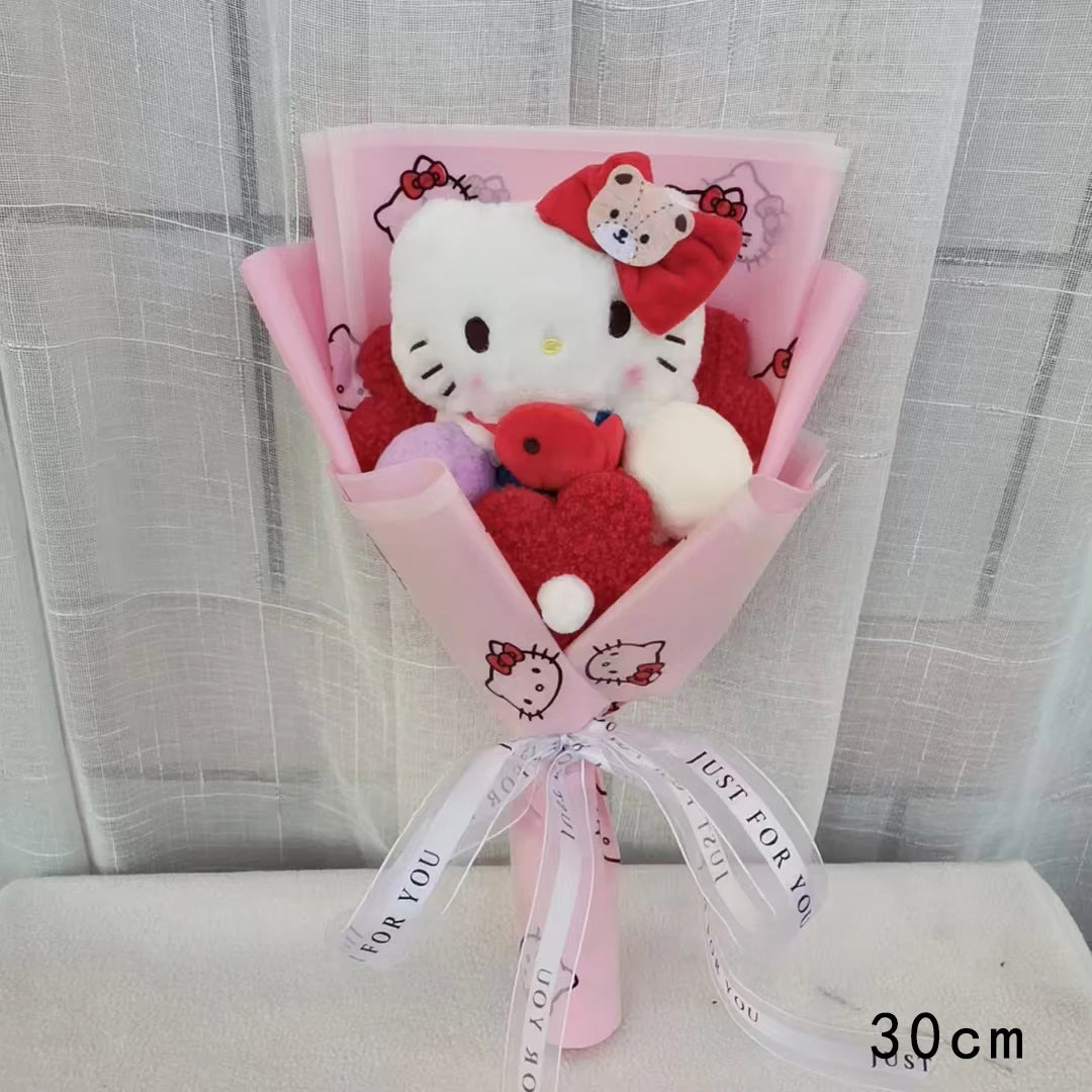 Kuromi Plush Doll Bouquet Sanrio Hello Kitty My Melody Cinnamoroll Stuffed Plushies Valentine's Day Christmas Birthday Gifts