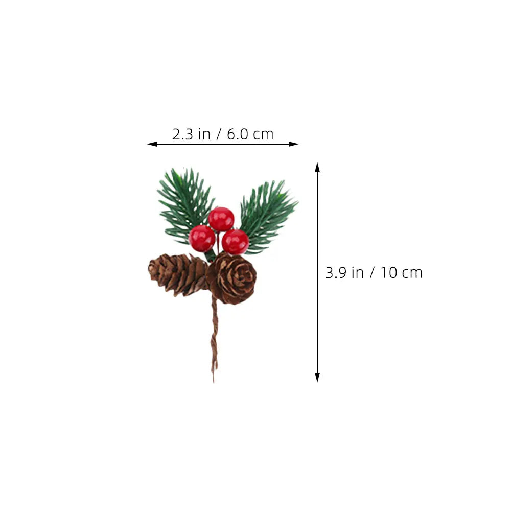 90 pcs  Artificial Pine Branches With Red Berries And Pine Cones Christmas Decorations For Wreaths Trees Garlands Centerpieces