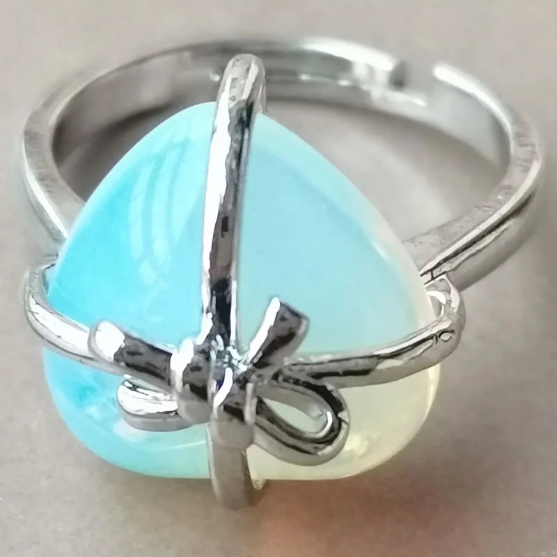 Blue Sand Heart Bead Ring PWB1093