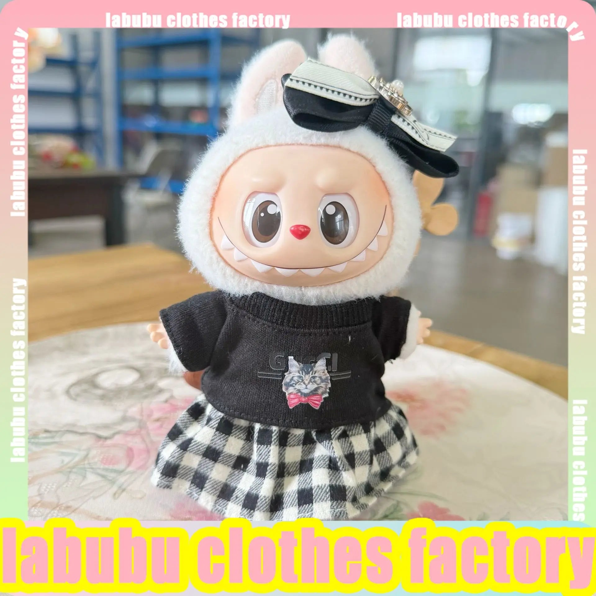 Anime Labubu Doll Clothes Black kitten set Labubu Idol V1 2 3 Dolls Clothing Plush Doll Universal Labubu Clothing Accessories