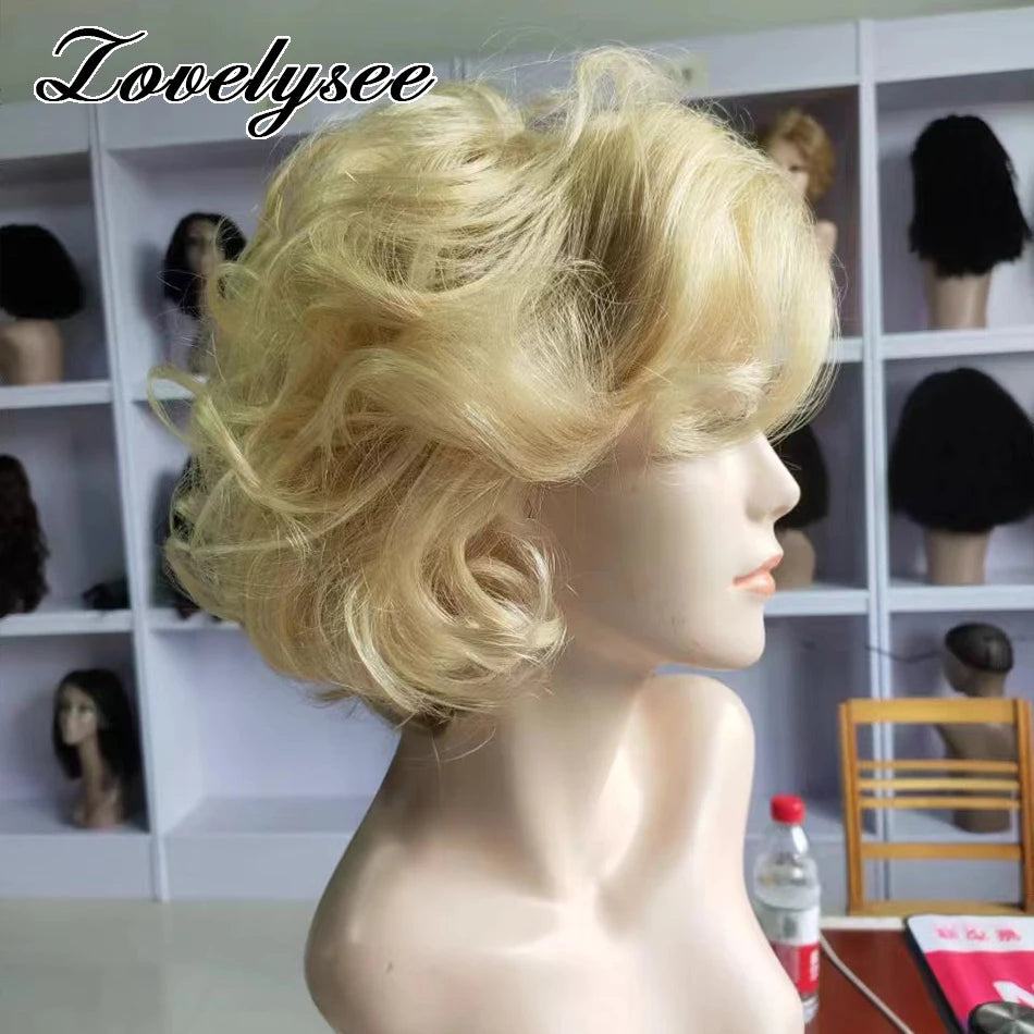Short Curly Hair Topper Blonde Real Human Hair Toppers 100% Remy Human Hair Toppers Hair For Women Increase Hair Volume