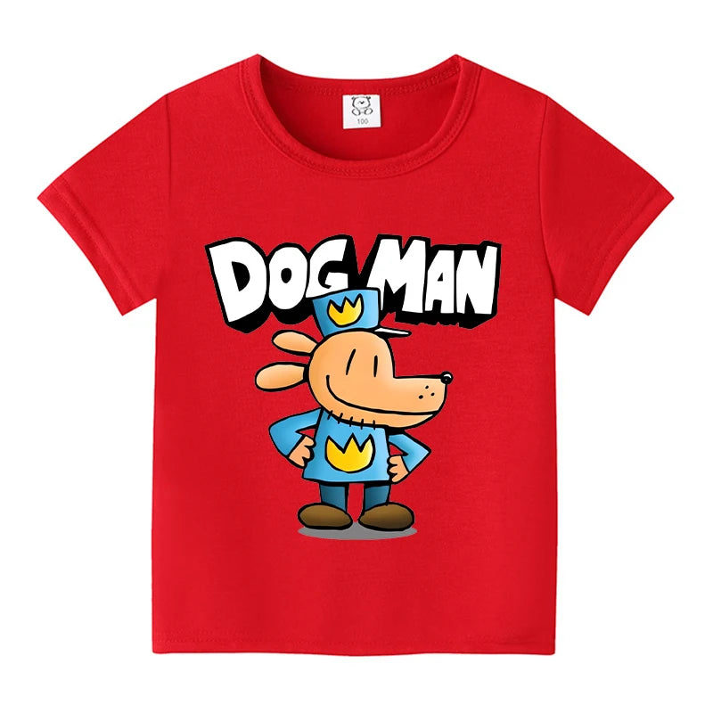 New Dog Man Children T-shirts Cute Cartoon Figure Printed T-shirt Kawaii Baby Boys Casuals Short Sleeves Tops 2025 Kids Clothes