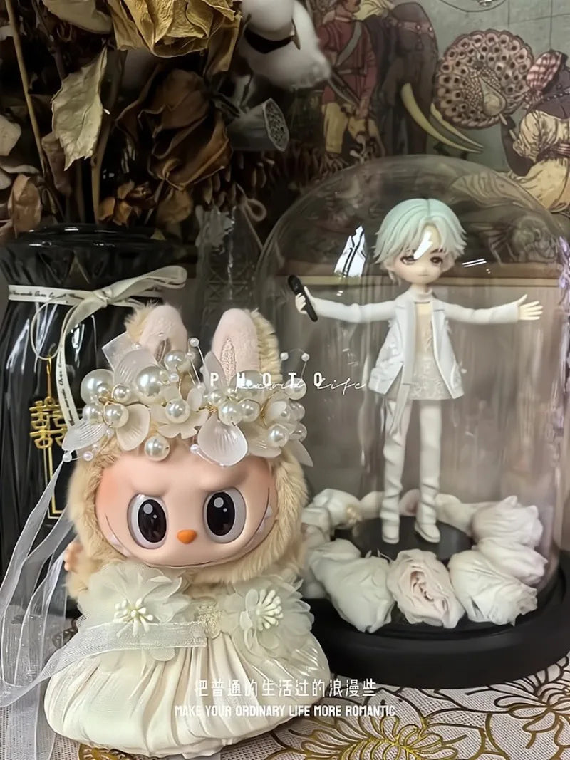 For One and Two Generations of Labubu Rabub Sitting Party Vinyl Doll Blind Box Pendant Baby Clothes For Wedding Dress Skirt