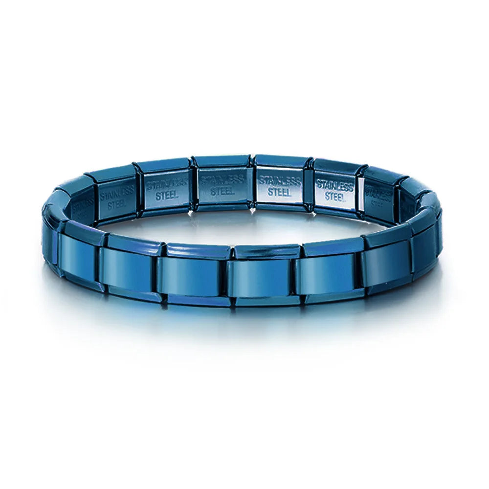 Fashion Sliver Bangle Bracelet Width Italian Elastic Charm Bracelet Simple Design Men Women DIY New Style Jewelry Gifts