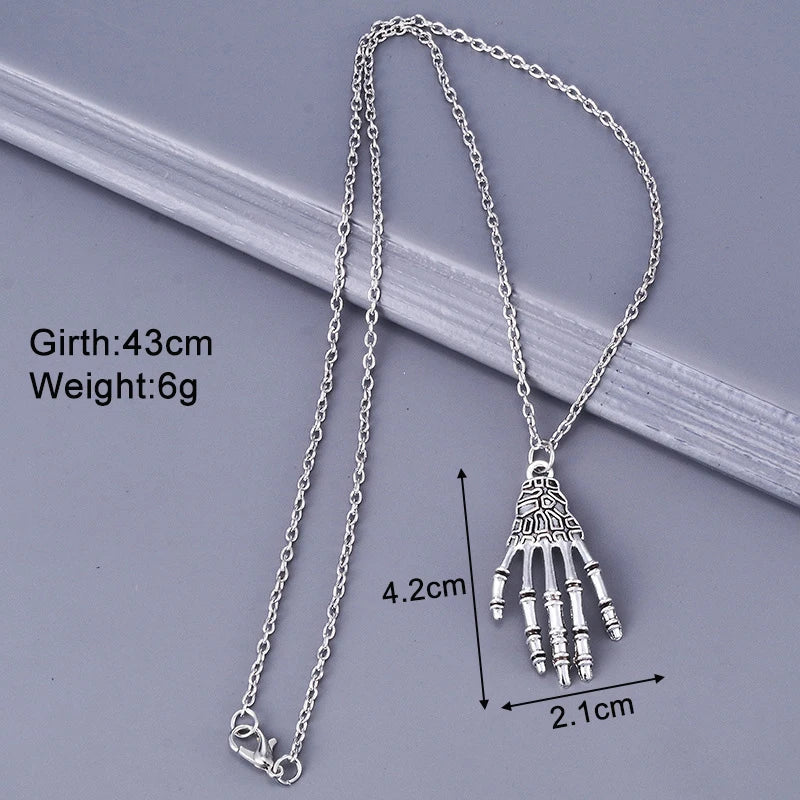 Black Faux Leather Velvet Chokers for Women Short Chain Small Necklaces Punk Skeleton Hand Pendants Collar Christmas Gifts