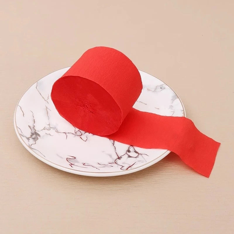 25m/Roll 4.5cm Crepe Paper Streamers Tissue Paper Roll For Flower Crafts Making Birthday Wedding Party Backdrop DIY Decoration