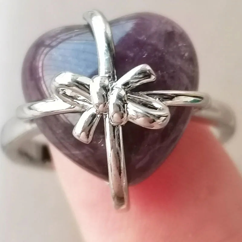 Blue Sand Heart Bead Ring PWB1093