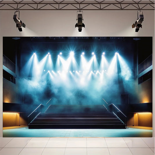 1 polyester stage background with spotlight effect, retro concert platform design, general-sized party banner