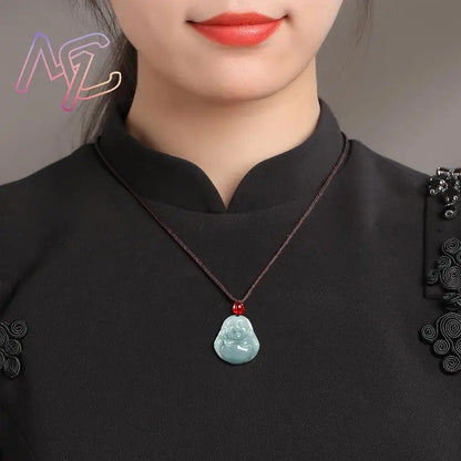 Myanmar Jadeite Guanyin Buddha Pendant Necklace Vintage Natural Gemstone Real Jewelry Fashion Accessories Burmese Jade Stone