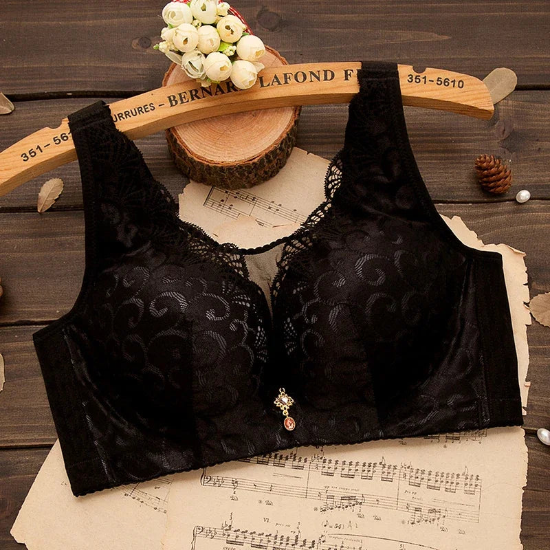 Pushup Bras Plus Size Bralette Women Lingerie Wireless Underwear Lace Brassiere Bralette for Female C Cup Thin Black Bra