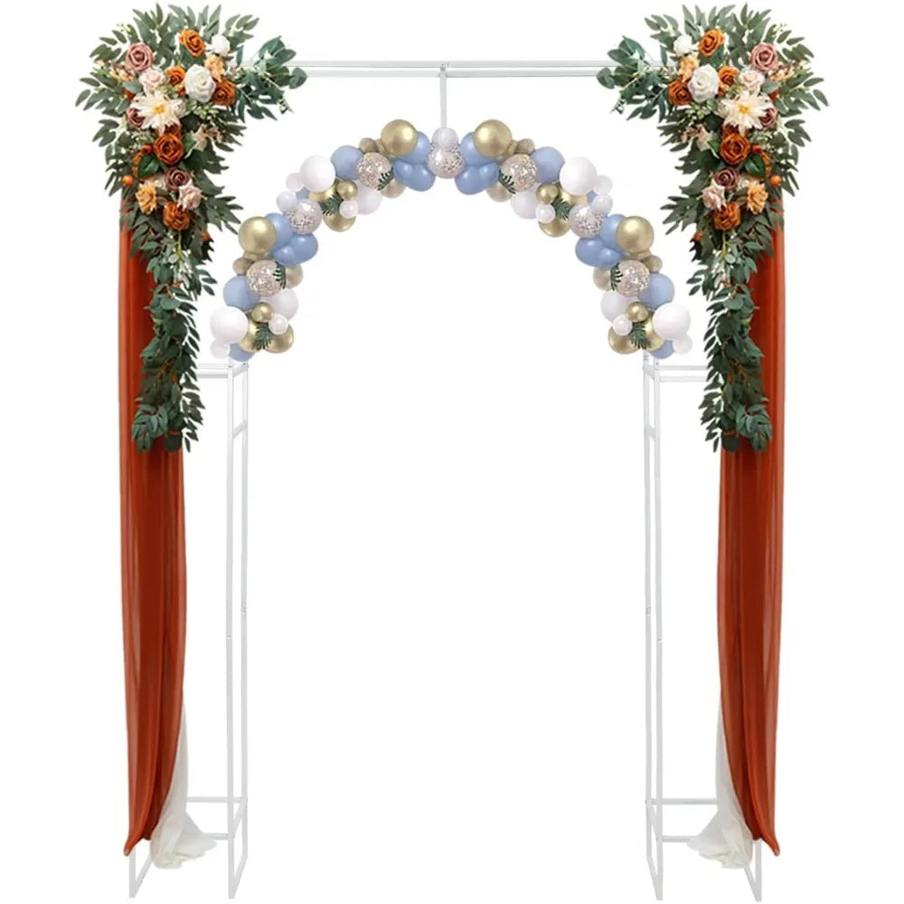 Wedding Arch Backdrop Stand, White Wedding Arches for Ceremony Square Metal Balloon Arch Stand Heavy Duty Backdrop Stand 5.91 *