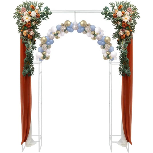 Wedding Arch Backdrop Stand, White Wedding Arches for Ceremony Square Metal Balloon Arch Stand Heavy Duty Backdrop Stand 5.91 *