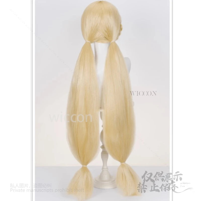 Anime Game ZZZ Alice Cosplay 90cm Gold Solid Color Wigs Female High Quality Heat Resistant Synthetic Hair Halloween Party Comic