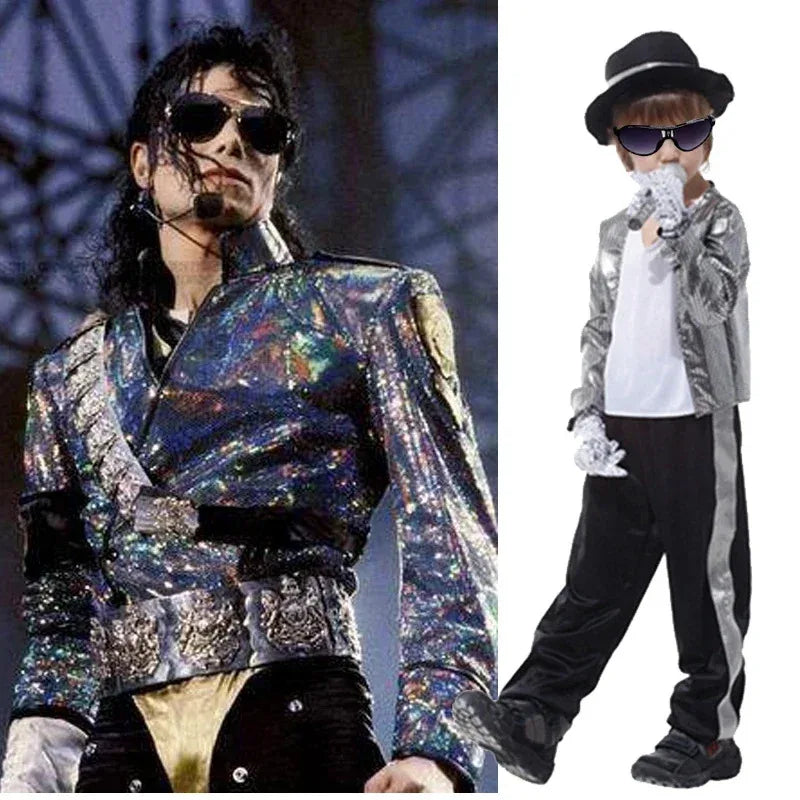 MJ Michael Jackson Coat Jacket Glove Children Kids Party Cosplay Costume Clothing Children Cos Sets birthday gift