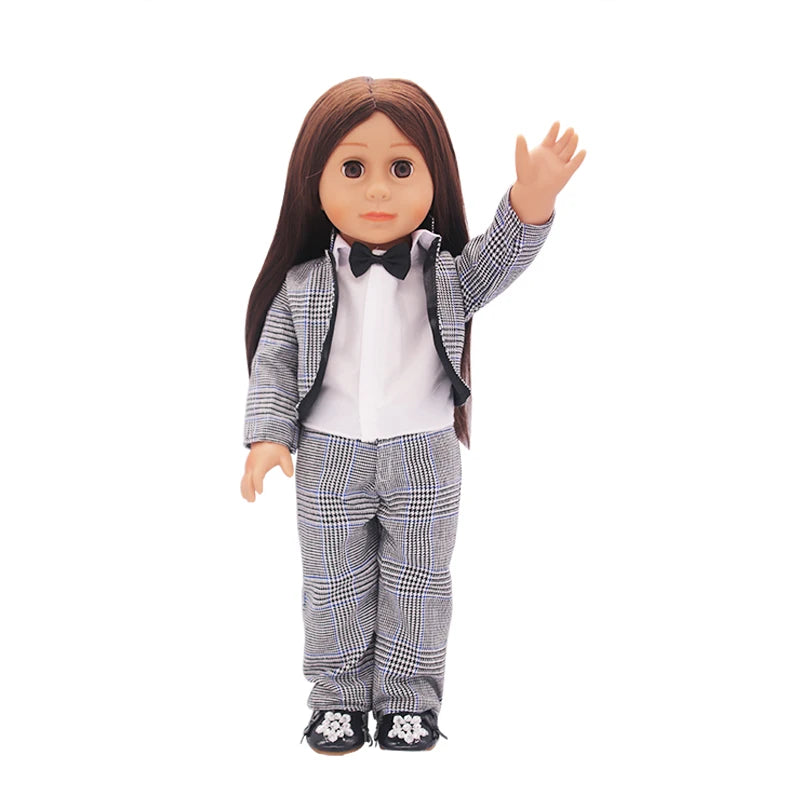 1 Set Leather Coat+T-shirt+Pants Doll Clothes Set For 17 Inch&43cm New Born Baby Doll Outfit For American 18 Inch Girl Dolls Toy