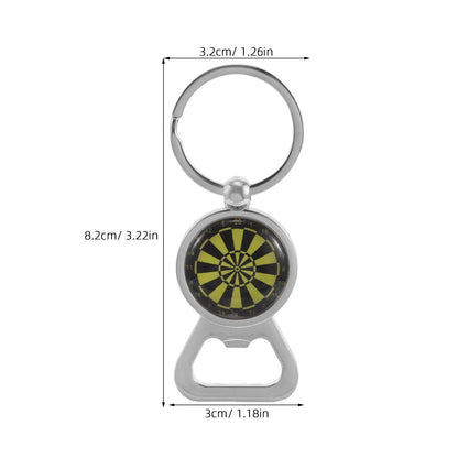 2Pcs Dartboard Bottle Opener Keychain Creative Sturdy Metal Portable Pocket Size Sports Theme Key Ring Backpack Charm for Men