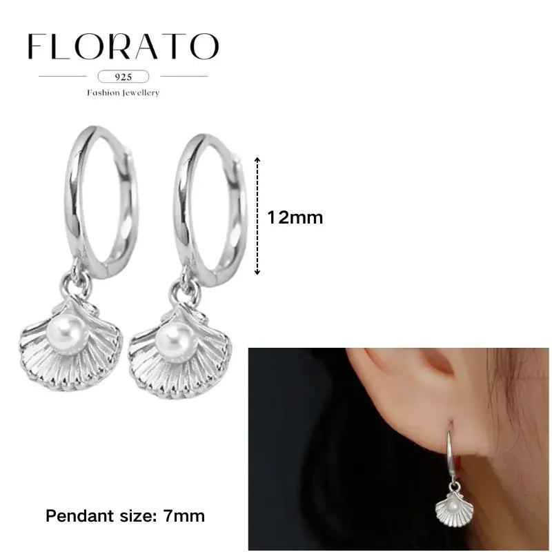 925 Sterling Silver Ear needle European And American Style Hoop Earrings Round square Pendientes Fashion For Women Birthday Gift