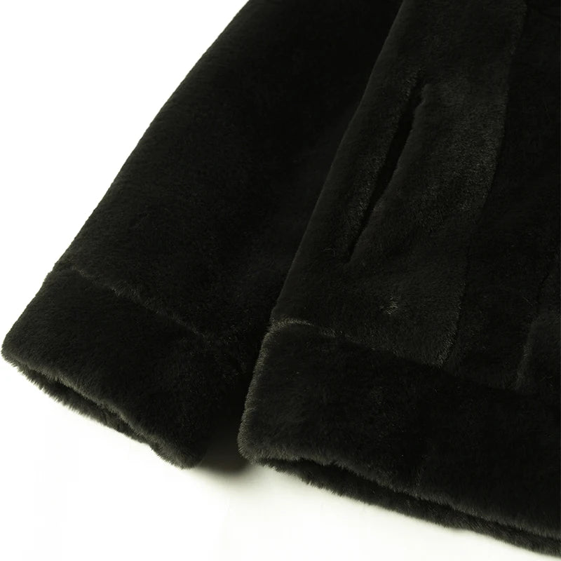 Mauroicardi Winter White Short Soft Warm Faux Fur Coat Long Sleeve Plus Size Designer Men Streetwear Clothing Fluffy Jacket 2021