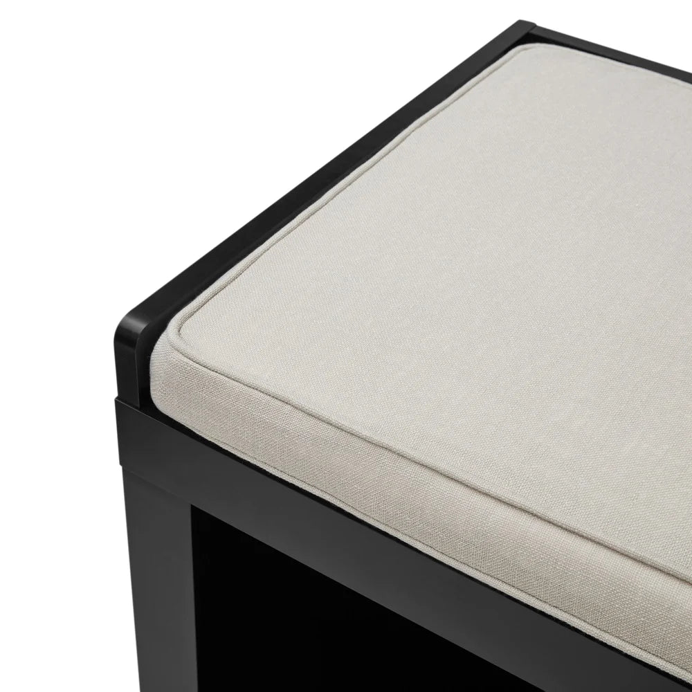 Indoor Storage Bench with 3 Cube Compartments Stylish Cushioned Seating Organizer Living Room Mudroom Hallway