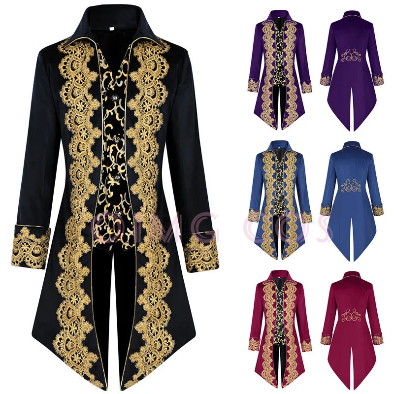 Halloween Men's Medieval court lace tailcoat punk retro coat men's clothing