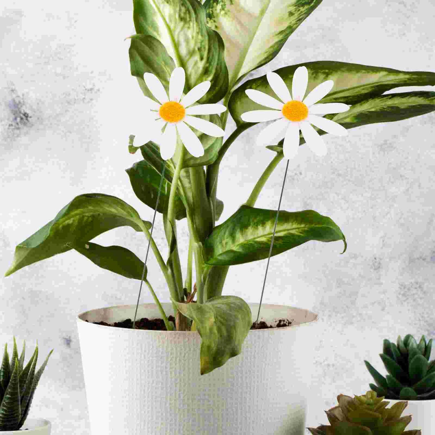 10pcs Daisy Cutouts Garden Courtyard Decorations Pvc Simulated Flower StemDecorative Lawn Stakes Balloons