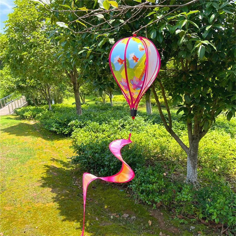 AB33-Garden Spring Hot Air Balloon Pendant Rotating Windmill Hanging Decoration