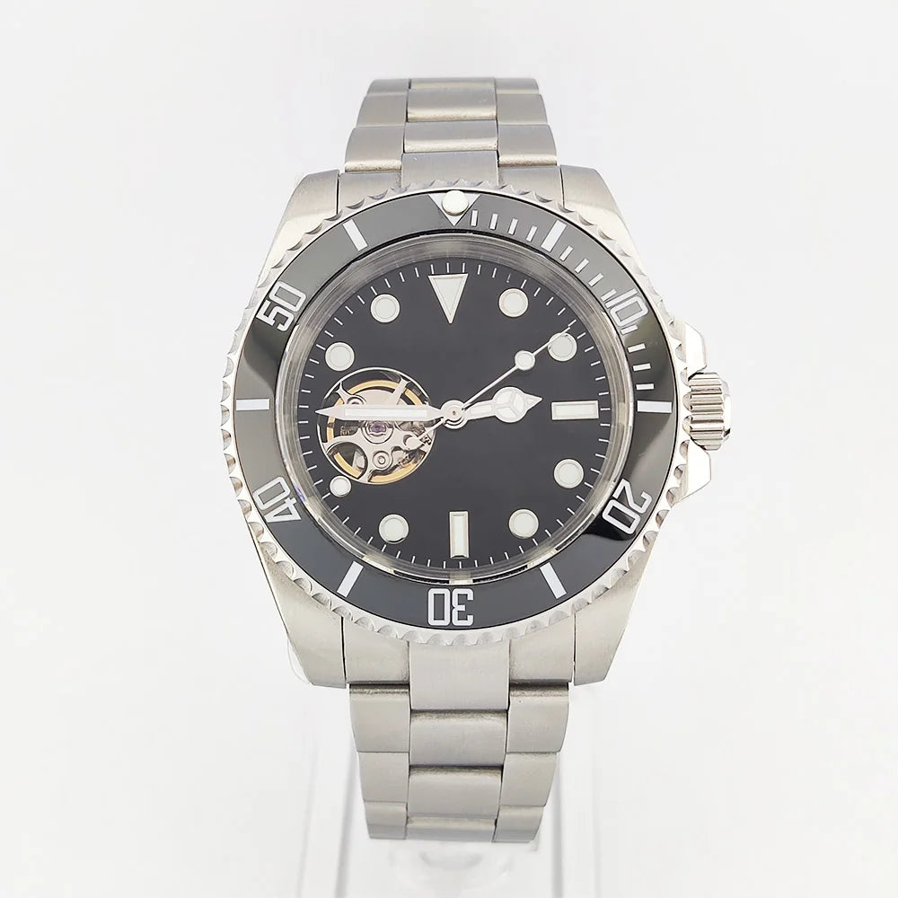 Men's Automatic Mechanical watch NH38 movement Hollow dial 316L stainless steel sapphire glass Diameter 39.5mm NH38 Diving watch
