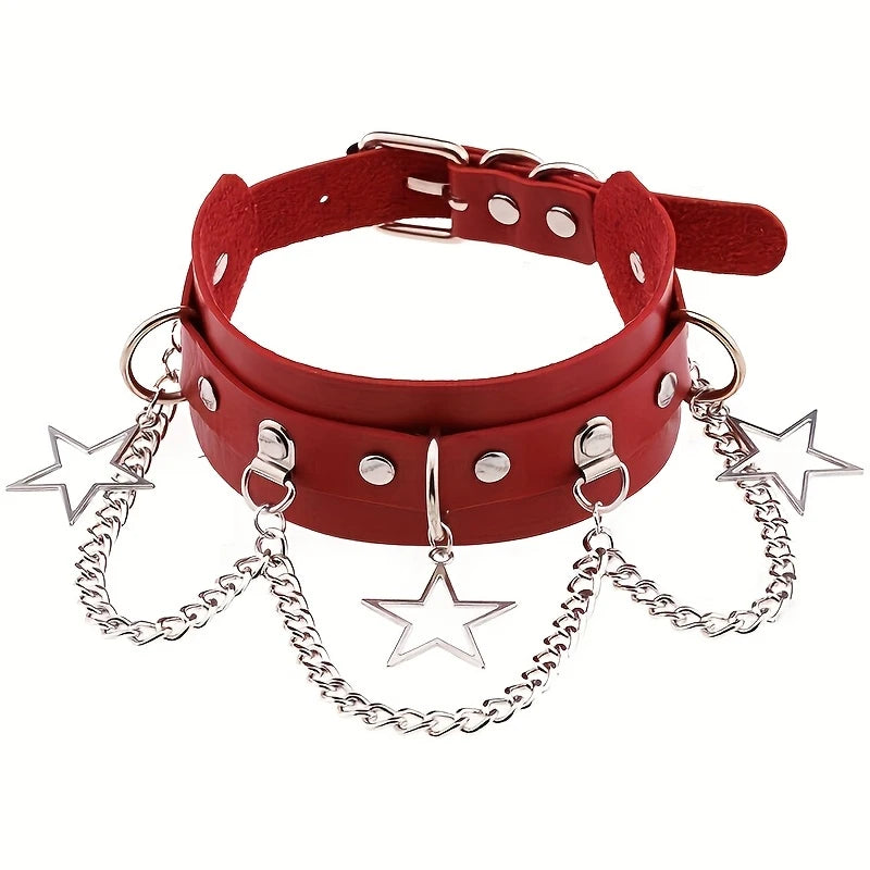 Gothic Rock Y2k Exaggerated Pentagram Pendant With Adjustable Collar, Women's Daily Party Wear, Christmas Carnival Fashion Gift