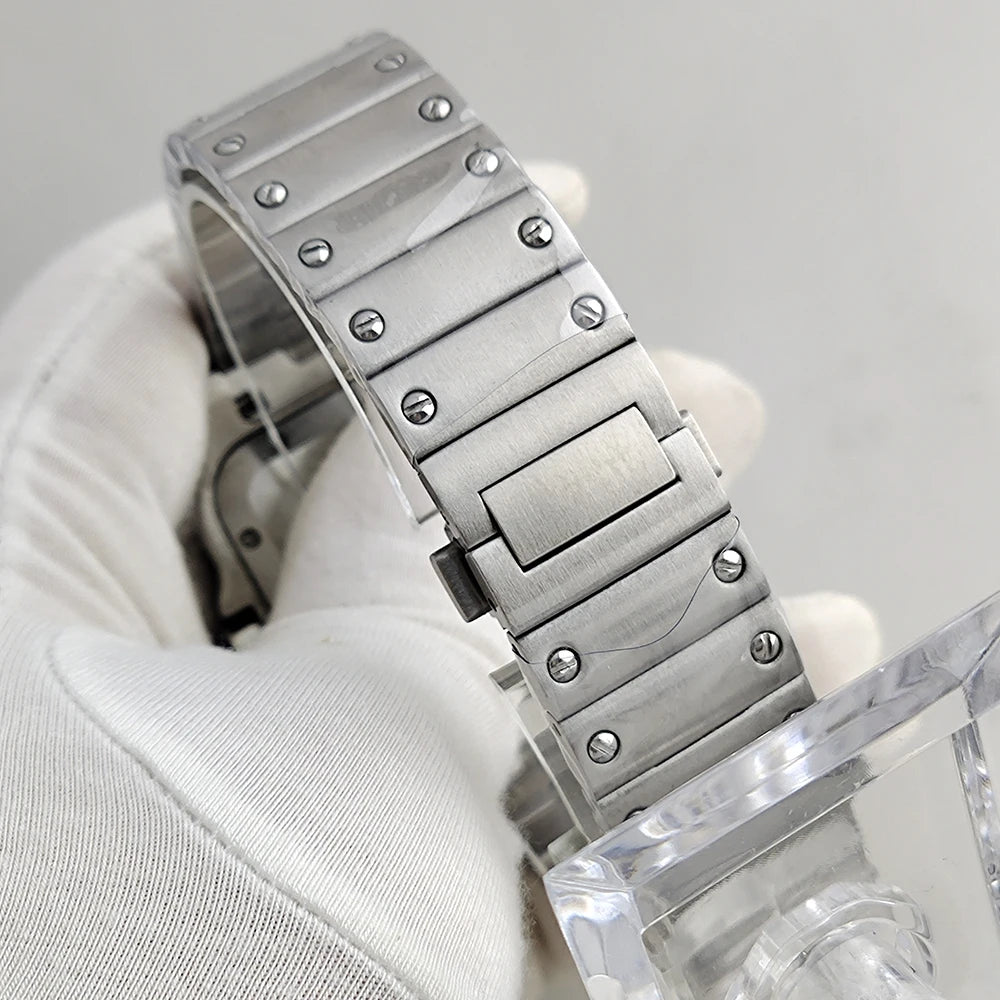 Santos series square watch automatic mechanical Roman numerals with date window men's fashion watch stainless steel watch