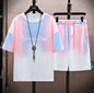 New hot-selling summer couple ice silk set, loose Korean-style casual unisex sports T-shirt and shorts, fashionable quick-dry
