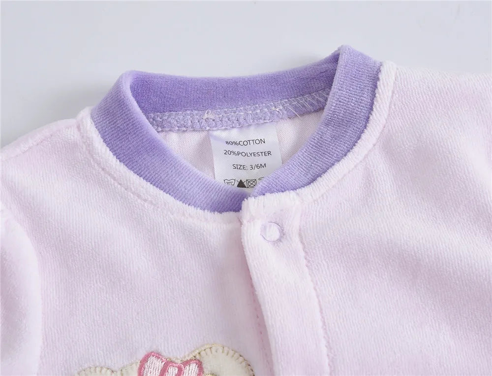 Kavkas Baby Girls Clothes Long Sleeve Cotton Winter Warm Romper Bear Solid Newborn Cute Baby Clothing Boy Girl Pajamas