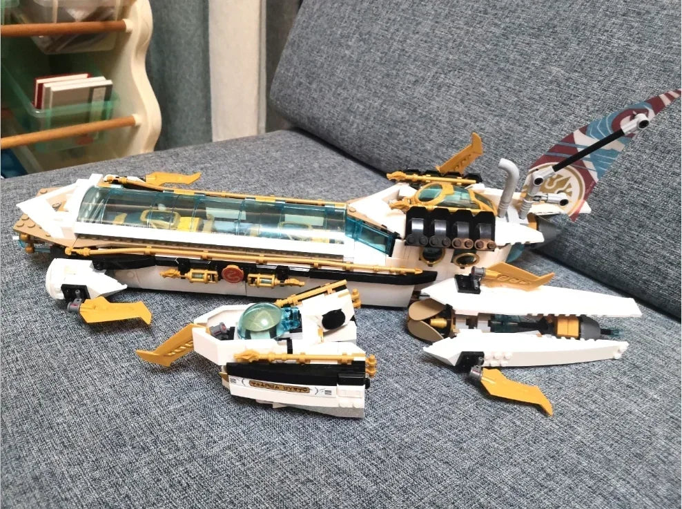 MOC 1218pcs Hydro Bounty Submarine Mech Sub Speeder 71756 Building Blocks Underwater Bounty Bricks Ninjasn Model Kids Toys Gift