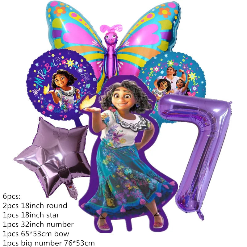 Disney Encanto Mirabel Isabella Party Balloons Set 32inch Purple Number Foil Balloons For Kids 1 2 3th Birthday Decor Air Globos