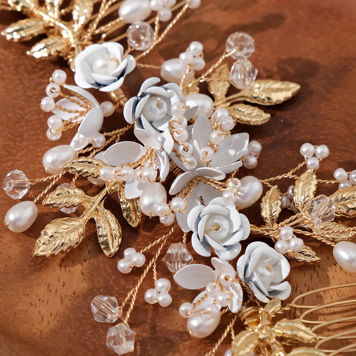 Bride Double Hair Comb Blue Flower Pearl Hairpin European And American Wedding Hair Accessories Fashion Marriage Headwear Gifts