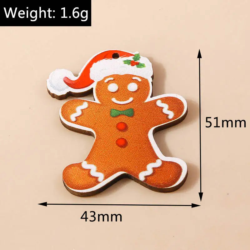 Leslie 10pcs Fashion Christmas Charms Cute Christmas Tree Deer Bell Snowman Pendant for Earring Necklace Making Accessories