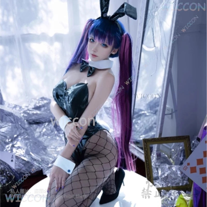 Bunny Girl Jumpsuit Sexy Anime Panty && Stocking Cosplay Panty Anarchy Costume With Garterbelt Full Set Outfits Women Customized