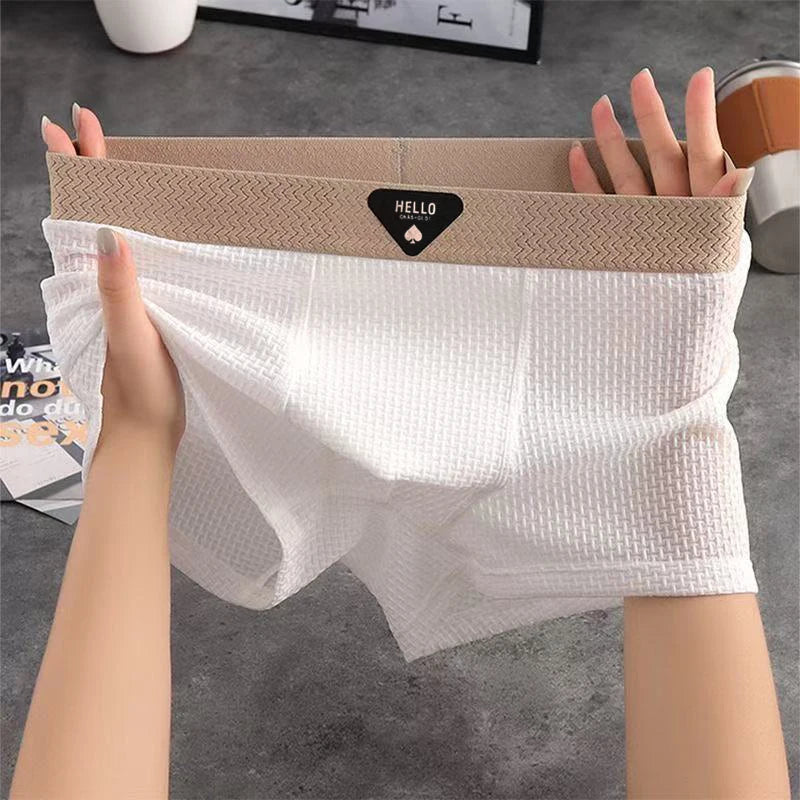 1Pcs Boxer Shorts Men's Underwear Ice Silk Underpants Sexy Panties 3A Antibacterial Breathable Elastic Lingerie Plus Size L-6XL