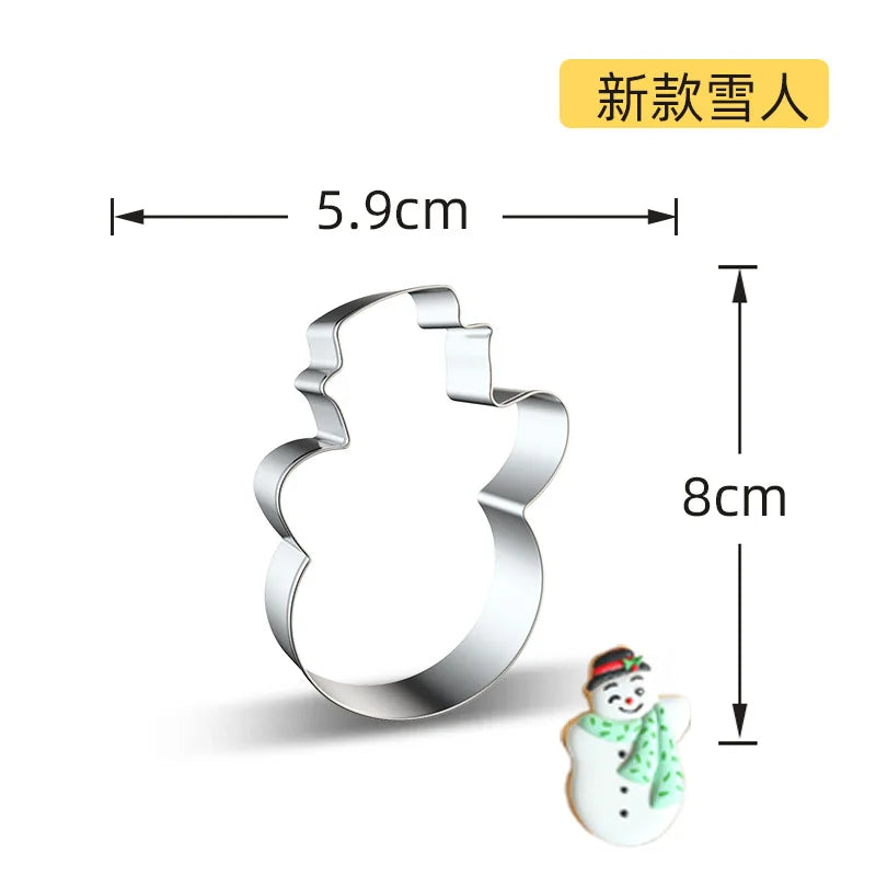 Christmas Cookie Cutter Stainless Steel Biscuit Mold Baking Tool Christmas Theme Snowflake Santa Claus Cake Biscuit Mould M542