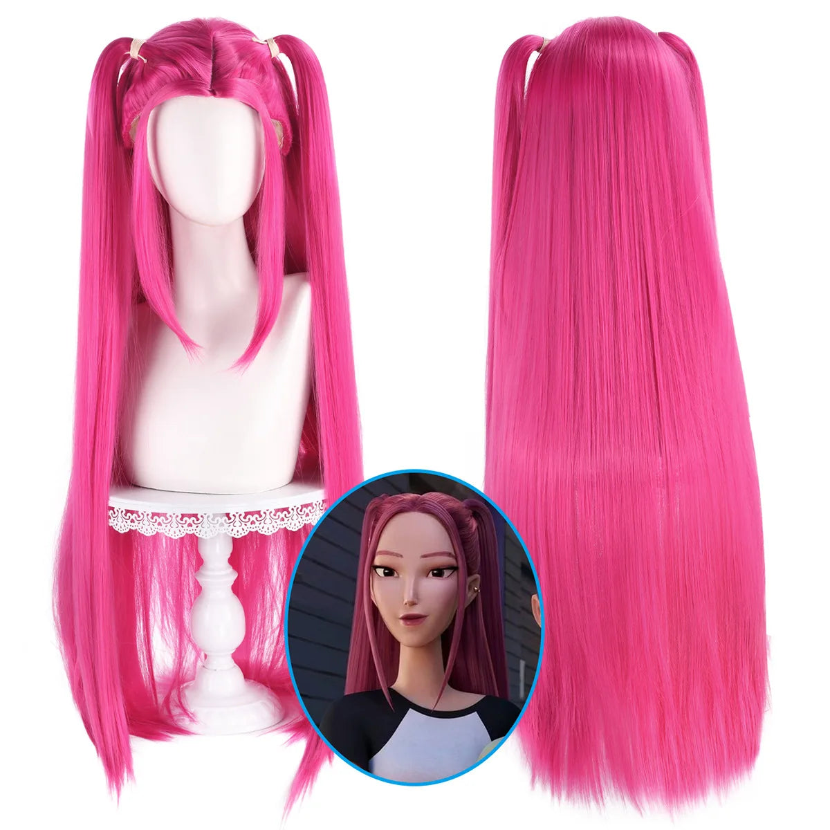 Kpop Demon Hunters Cosplay Wig Set - Rumi/Zoey/Mira Heat-Resistant Synthetic Hair for Anime Con & Halloween Costume