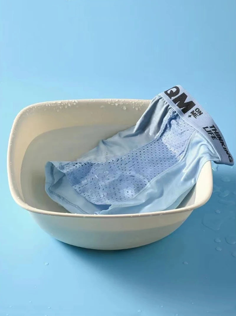 1pcs Mesh Ice Silk Boxer Shorts Men's Underwear FASQM Underpants Breathable Sexy Slim Panties Bamboo Lingerie Plus Size L-6XL