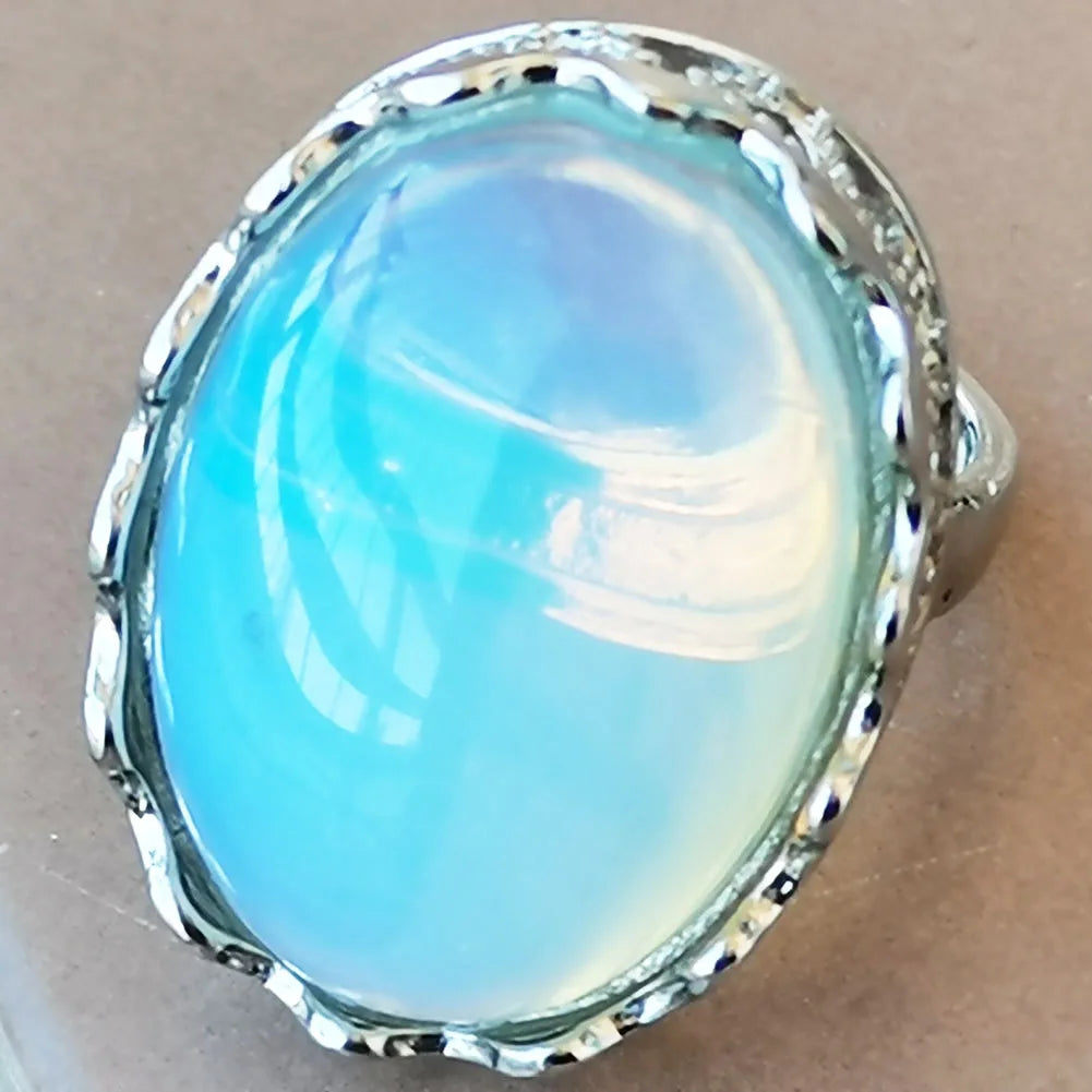 Malachite Oval Women Men Art  bead Ring  PWB987