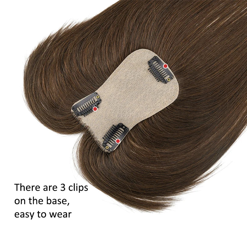 7x11cm Women Toupee Human Hair Wigs Straight Silk Base Women Topper Brazilian Real Natural Human Hair System Clip in Hairpiece