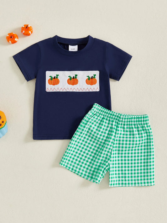 Infant Halloween Costume Ghost Printed Round Neck Long Sleeve Romper and Striped Pants 2 Pcs Set for Baby Boy