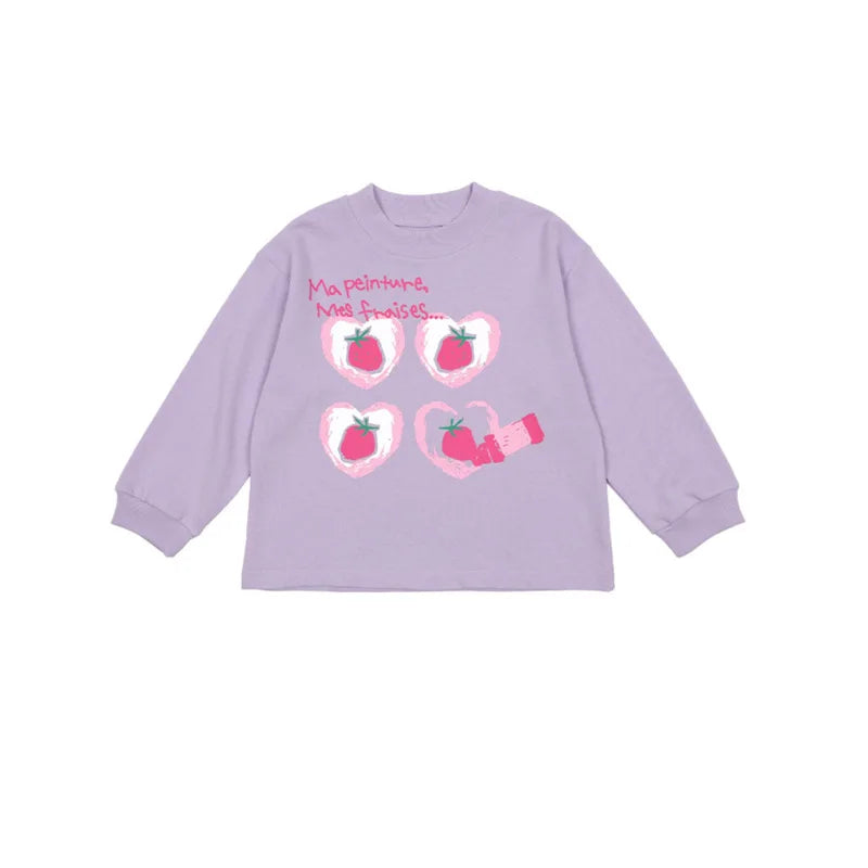 Children's Jacket 2025 Autumn/Winter New Strawberry Full Print Fashion Boys and Girls' Sportswear Coat Pure Cotton Sweatshirt