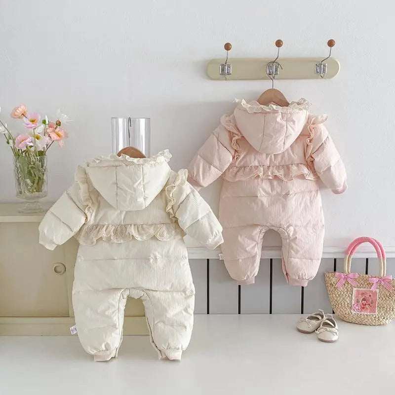 Cekcya Twins Clothes Baby Winter Newborn Jumpsuit Toddler Girls One Piece Lovely Rompers 100 Days Plus Velvet Clothing