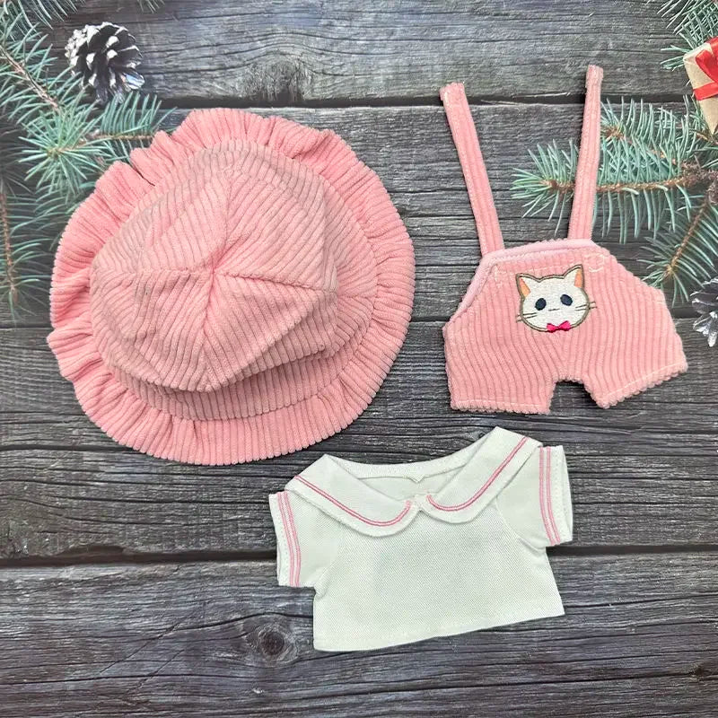 Cute plush 20CM cotton baby clothes three piece set, summer internet famous casual idol thin accessories